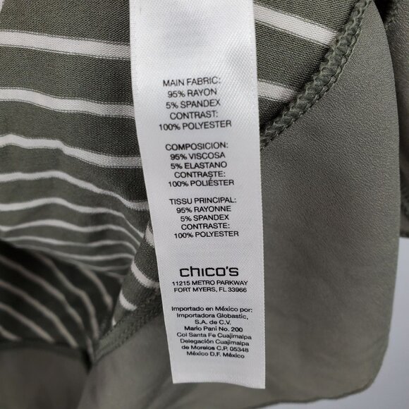 Chico's Fresh Striped Green and White Women's Blouse Top Shirt Large - Picture 8 of 10